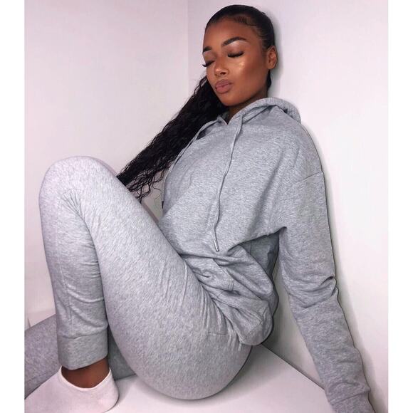 Meshki Amelia High Rise Fitted High Waisted Cotton Lounge Jogger Pant Gray XS - Picture 2 of 8